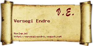 Versegi Endre névjegykártya